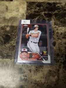 lot 639 image: 2023 Topps Chrome Adley Rutschman Baltimore Orioles Rookie Baseball Card