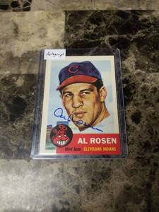 lot 652 image: 1953 Topps Al Rosen Cleveland Indians Autographed Baseball Card