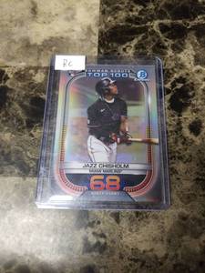 lot 670 image: 2021 Topps Bowman Chrome Jazz Chisholm Miami Marlins Rookie Baseball Card