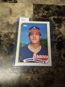 lot 677 image: 1989 Topps John Smoltz Atlanta Braves Rookie Baseball Card