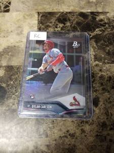 lot 684 image: 2021 Topps Bowman Platinum Dylan Carlson St. Louis Cardinals Rookie Baseball Card
