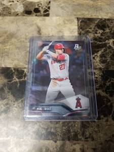 lot 730 image: 2021 Topps Bowman Platinum Mike Trout Los Angeles Angels Baseball Card