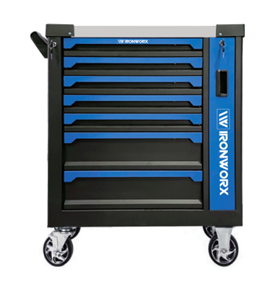 lot 75 image: IRONWORX TC7-254 7-Drawer Rolling Tool Cart w Tool Set BlueBlack