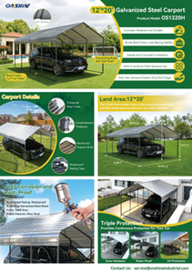 lot 9072 image: Onshine 12 x 20 Galvanized Steel Metal Carport  OS1220H