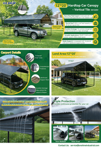 lot 9083 image: Onshine 12 x 20 Galvanized Steel Carport - Vertical Tile  OS1220V