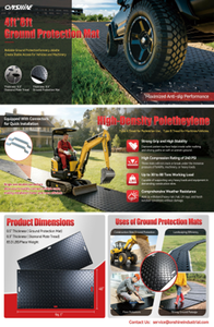 lot 9093 image: Onshine 4ft8ft Ground Protection Mats - Black, Diamond Plate Tread Design   OSGPM