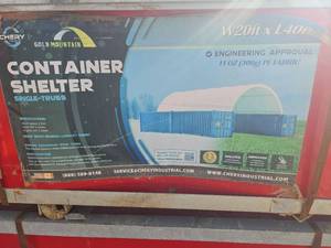 lot 602 image: Chery Industrial Gold Mountain Container Shelter W20ft x L40ft Single-Truss Model C2040