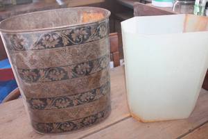 lot 4848 image: Vintage Metal Trash Can & More needs cleaning