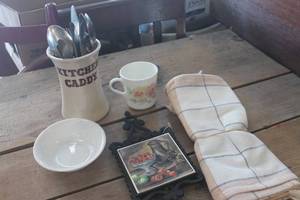 lot 4770 image: Misc. Silverware, Trivet, Placemats & More