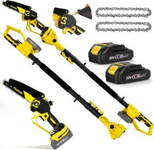 lot 161432 image: 2-in-1 Electric Pole Saw, 6 Inch Mini Chainsaw Cordless Pole Saw with Extension Pole for Tree Trimming, 2 x 2000mAh Battery, Powered Pole Chain Saw, Tree Trimmer Limb Branch Cutter Pruner