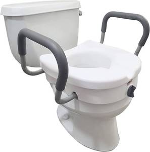 lot 161433 image: Carex E-Z Lock Raised Toilet Seat With Handles, 5 Toilet Seat Riser with Arms, Handicap Raised Toilet Seat For Seniors and Elevated Toilet Seat