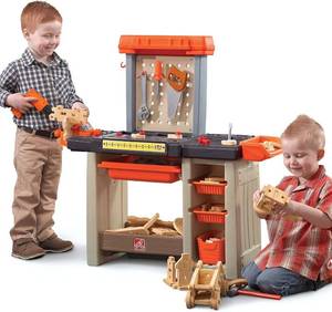 lot 161465 image: Step2 Handyman Kids Workbench, IndoorOutdoor Tool Bench for Children, Interactive Play with Sounds, Made of Durable Plastic, Includes 35 Piece Toy Accessories, For Toddlers 3 Years Old