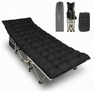 lot 161468 image: YELLOW JACKET Folding Camping Cot for Adults,600LBS Max Load,28 Wide Sleeping Cot with Removable Thick Mattress Portable Foldable Camping Bed with Carry Bag for Camp,Home,Office,Travel,Black