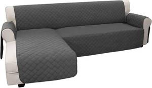 lot 261486 image: Easy-Going Sectional Couch Covers for Dogs L Shape Sofa Cover Reversible Sofa Slipcover Chaise Lounge Cover Furniture Protector Cover for Pets Dog Cat (Large, Dark GrayDark Gray)