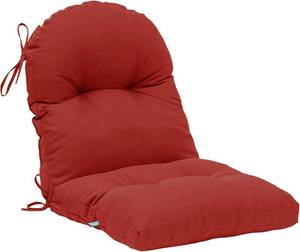 lot 261488 image: QILLOWAY Tufted Outdoor Chair Cushion Set of 2, Waterproof 43x20x4 Inch Non Slip Replacement Pad for Wicker Lounge Patio Furniture, Red