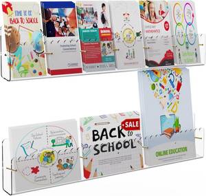 lot 261504 image: Brochure Holder Wall Mount, 2 Pack Acrylic Modular Flyer with Adjustable Magnetic Golden Bolt, Wavy Lace Pamphlet Display Stand for Organizer Trifold Flyer, Document, Leaflet, 6 Slots