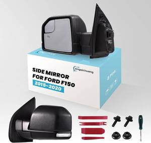 lot 261511 image: (8 Pins) Left Driver Side Door Mirror For 2015-2020 Ford F150 With Turn Signal Light Power Glass Heated Manual Folding With Installation Kit1 set Replaces #JL3Z17683CA(Not-Temp Sensor)