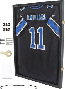 lot 361442 image: Pro Collectors Jersey Display Case Frame Large Sport Shadow Box Pro 98% UV Protection for Baseball Basketball Football Soccer Hockey Memorabilia T-Shirt Uniform (Black Finish)