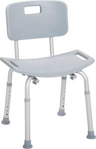 lot 361457 image: Drive Medical Shower Chair with Back - Adjustable Bathroom Bench - Suction Feet - Lightweight Durable Construction - Comfortable Contoured Seat - Grey