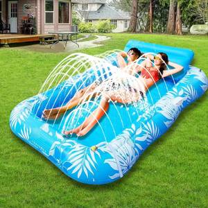 lot 361472 image: Pool, Garden & Lawn Inflatable Tanning Float with Sprinkler - 77 48 Adult Outdoor Lounge, Sun-Resistant with Cup Holder