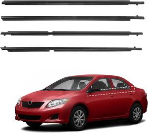 lot 361487 image: ItranMc Window Trim Seal Compatible with 2009-2012 Toyota Corolla,Black Outer Door Window Weatherstrip Rubber Seal,4-Door Sedan,Replace#75710-02210