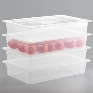 lot 361493 image: CURTA 4-Pack Full Size 4 Deep Food Pan with Handled Lid   NSF Listed Commercial-Grade Translucent Polypropylene, Stackable Freezer-Safe Storage for Restaurants, Catering & Buffets