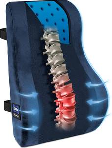 lot 461307 image: Sealy High Back Memory Foam Lumbar Support Pillow for Office Chair or Gaming Chair, Orthopedic Back Pillow for Car Seat, Navy