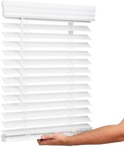 lot 461312 image: Lotus & Windoware Cordless, 2 Inch Faux Wood Blind, 34.5 Wide x 60 Long, Window Blinds, Blinds & Shades, Blinds for Indoor Windows, Embossed, Bright White