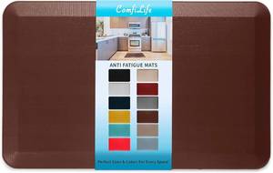 lot 461318 image: ComfiLife Anti Fatigue Floor Mat   34 Inch Thick Kitchen Mats for Floor, Standing Desk Mat, Kitchen Rug   Comfort at Home, Office   Durable   Stain Resistant   Non-Slip Bottom (20 x 32, Brown)