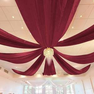 lot 461319 image: (WHITE) 8 Panels White Wedding Ceiling Drapes 5ftx10ft Ceiling Drapes Chiffon Fabric Arch Draping Sheer Curtains Soft Drapery Draping Wedding Ceiling Decorations for Party Ceremony Stage Swag (White)