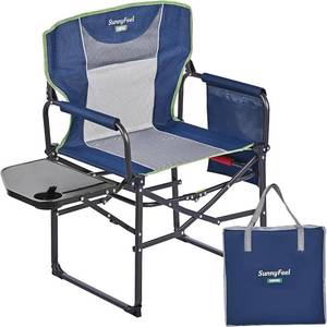 lot 461335 image: SUNNYFEEL Camping Directors Chair, Heavy Duty,Oversized Portable Folding Chair with Side Table, Pocket for Beach, Fishing,Trip,Picnic,Lawn,Concert Outdoor Foldable Camp Chairs