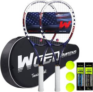 lot 461364 image: Tennis Rackets for Adults 27 Inch Tennis Racquets Set Included Tennis Racket (ONLY ONE RACQUET) Tennis Balls Overgrips Vibration Dampers Tennis Bag