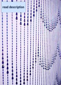 lot 461353 image: 3 FT X 9 FT Raindrops Blue Iridescent Beaded Curtain Door String Curtain Wall Panel Window Room Divider Blind for Wedding Coffee House Restaurant Parts Home Decoration