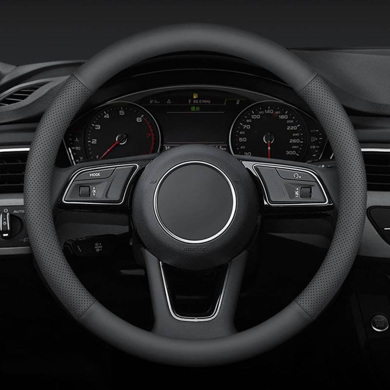 lot 29685 image: Mihecor Steering Wheel Cover Standard Size 14.5-15 inch, Non-Slip Car Wheel Cover Protector, Breathable Microfiber Leather, Black - Retail $22