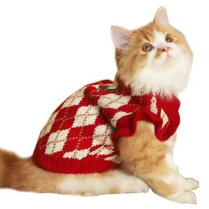 lot 31885 image: ANIAC Diamond Puppy Sweater for Small Dog Girl Strawberry Turtleneck Cat Knitwear Winter Pet Clothes for Kitten Chihuahua Yorkie (Medium, Red) - Retail $15