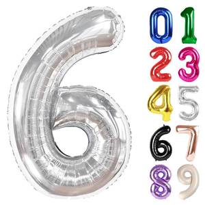 lot 31893 image: 6 Balloon - Silver Birthday Number Balloons, 40 Inch Large Foil Balloons for Men Women Boys Girls Silver Themed Birthday Decorations - Retail $6