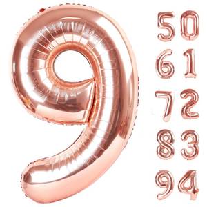 lot 31894 image: Rose Gold 9 Balloon, Number Balloons 40 Inch, 9th Giant Birthday Decorations for Boys Girls, 19th 29th Party Decorations Supplies, Number 9 Balloon - Retail $6