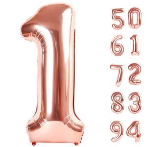 lot 31895 image: 40 Inch Rose Gold 1 Balloon for First Birthday, 1st Number Balloons Birthday Decorations for Girl Boy Kids Toddler Baby, One Giant Number 1 Balloon - Retail $5
