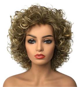 lot 31898 image: Wiginway Women Short Curly Heat Resistant Synthetic Hair Wigs Big Curly Dark Blonde Fashion Wigs 8 Inch - Retail $22