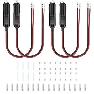 lot 31908 image: BFXM 12V Cigarette Lighter Plug with 1FT 16 AWG Wire, Automotive Replacement Cigarette Lighter Male Plug Adapter with LED Light, Car Cigarette Lighter Adapter with Fused Replacement  - Retail $12