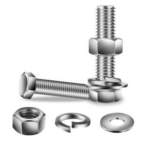 lot 31909 image: 38-16 x 2 Hex Head Screw Bolt &(304) Stainless Steel, Fully Threaded, by SG TZH bolts only - Retail $20
