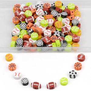 lot 31915 image: GMMA  Sports Ball Polymer Clay Beads for Friendship Bracelets, Spacer Beads Supplies for DIY Earring Necklace Jewelry Making - Retail $6
