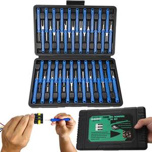 lot 31922 image: XLWJBES 41 Pcs Terminal Pin Removal Tools with Blow-Molded Case - Electrical Pin Removal Tools Automotive Depinning Tool Kit for Automotive & Household Devices Most Connector, Blue - Retail $23