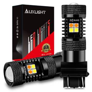 lot 31923 image: AUXLIGHT 3157 3057 4157 3155 3457 Switchback LED Bulbs 16SMD Chipsets Parking LightsDaytime Running LightsDRL and Turn Signal Lights with Projector replacement, WhiteAmber (Pack of 2) - Retail $16