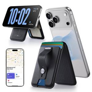 lot 31940 image: ESR Geo for Magsafe Wallet with Full Find My Functionality,5 Card Holder Stand Grip for Phone Case, RFID Blocking, Magnetic Wallet for iPhone 17e171615141312 Series, with Adjustable Stand, Black - Retail $36