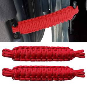 lot 31942 image: UGSHY 2 PCS Car Door Limit Straps, Heavy-Duty Paracord Hand-Woven Straps Locator, Tensile Resistant Door Swing Limiter, Compatible with Jeep Wrangler CJ YJ TJ JK JKU JL Interior Accessories (Red) - Retail $7