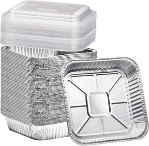 lot 32746 image: Findful (35 Pack) 8x8 Aluminum Pans with Clear Plastic Lids - Square Baking Cake Pans - Foil Pans with Lids - Disposable Food Containers Great for Cooking, Heating, Storing, Prepping Food - Retail $24