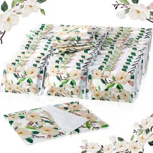 lot 32749 image: Geyee 50 Packs Tissue Travel Size Facial Paper Napkins Travel Packs Disposable Pocket Tissues for Wedding Guest Traveling School Purse Home Supplies, 500 Sheets 3 Ply(Magnolia) - Retail $18