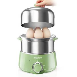 lot 32767 image: Hard Boiled Egg Cooker - CACHOO 14-Egg Rapid Stainless Steel Egg Boiler with 30-Min Timer & Auto Shut Off, Compact Electric Vegetable Steamer for Cooking, Dishwasher Safe, Retro Green - Retail $33