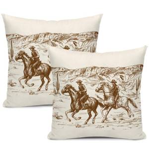 lot 33460 image: Yobvec Western Throw Pillow Covers Home Decor 20x20 Inch Cute Western Decorative Pillowcase Cushion Cover for Bed Sofa Couch, 2 Sets